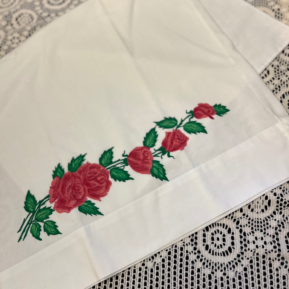 Vintage Montgomery Ward Two Standard Floral Pillowcases | Rose Cottage